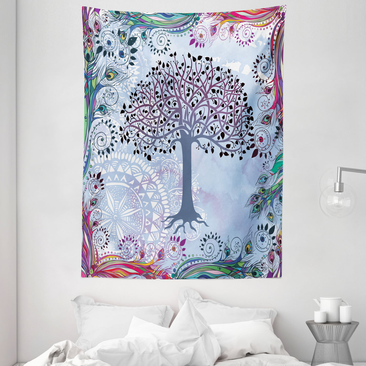 Yellow Green Ambesonne Tree of Life Tapestry Wide Wall Hanging for Bedroom Living Room Dorm 60 X 40 Sun Beaming Through Tree Astrology Chart Bohemian Style Print 