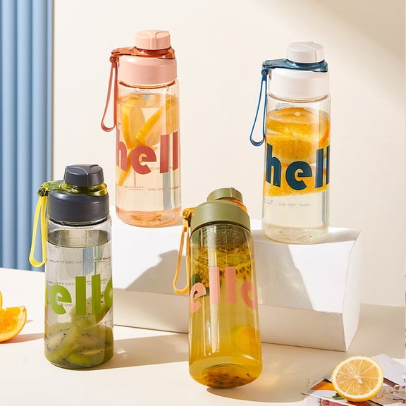 Water Bottle 22oz (650ml), Clear Water Bottle with Spout Lid and Carry Handle, Reusable, Hiking Water Bottle Suitable for Travel, Outdoors, Gym, Travel, Home, Black, 1Pcs