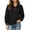 Black, variant on Women Button Collar Pullover Sweatshirt Quarter Snap Collar Long Sleeve Sweatshirt Loose Drop Shoulder Solid Color Casual Tops