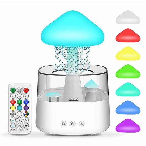 Rain Cloud Humidifier 450ML, Mushroom Aromatherapy Diffuser with 7 Colors LED Night Light, 3 Modes Raindrop White Noise Humidifier for Bedroom, Home Office, USB Powered