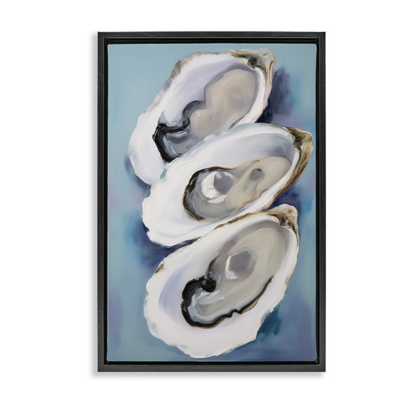 Stupell Industries Three Oyster Shells Animals & Insects Painting Black Floater Framed Canvas Art Print Wall Art, 17 x 25
