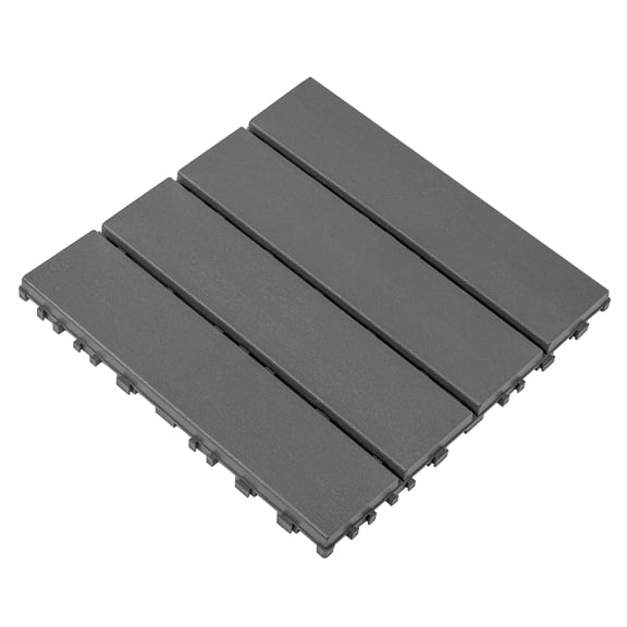 44 Packs of Dark Gray Plastic Interlocking Decking Tiles - 12"x12" Waterproof Outdoor Flooring for Patio, Garden, and Pool Areas