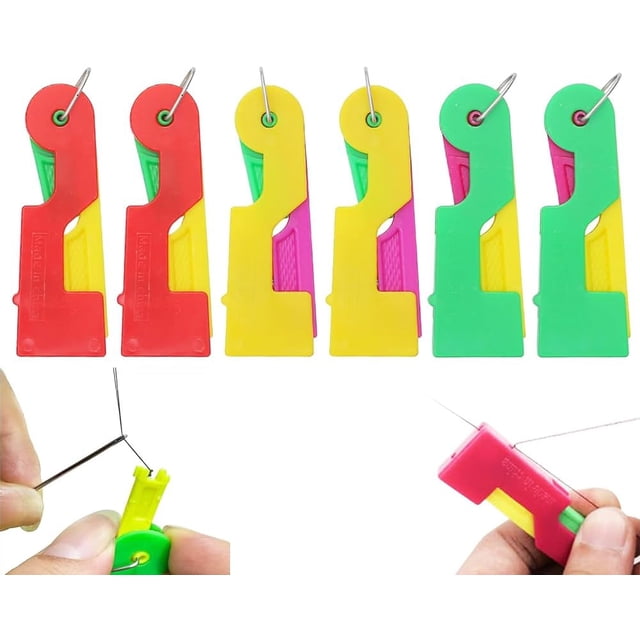 Automatic threader, a simple sewing machine tool, suitable for hand sewing and machine sewing needles, plastic threader, suitable for the elderly/beginners/DIY sewing crafts, color random.,6Pcs