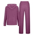 thumbnail image 7 of Womens Ribbed Knit Lounge Set 2 Piece Outfits Zip up Hoodie Sweatshirt Loose Wide Leg Pants Tracksuit, 7 of 7