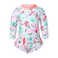 thumbnail image 5 of Doomiva Baby Girls Floral Long Sleeve Ruffles Back One Piece Swimsuit Beach Romper Bathing Suit Sun Cover Up Sets Orange 3-6 Months, 5 of 5
