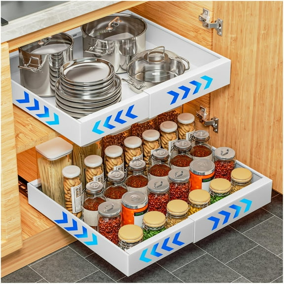 YFXCVSL Pull Out Cabinet Organizer 2Pack Expandable(12.6''-20.5'') - White