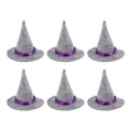 thumbnail image 1 of Mini sombreros de bruja de fieltro hechos a mano, decoración de botellas de vino para Halloween, accesorios para el cabello, manualidades (gris), 6 uds., 1 of 7