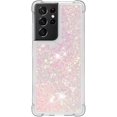 thumbnail image 2 of Compatible with Samsung Galaxy S21 Ultra Case Glitter Liquid Cute Clear Phone Case Floating Quicksand Shockproof Protective Bumper Soft TPU Case for Samsung Galaxy S21 Ultra Star Pink YB, 2 of 12