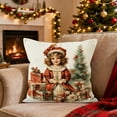 thumbnail image 4 of Christmas Decorations Pillow Covers 18x18" Linen Pillow Case for Sofa Couch Xmas Decorations Christmas Pillow Covers Santa Claus Linen Decorative Cushion Case Printed Throw Pillow Cover, 4 of 7