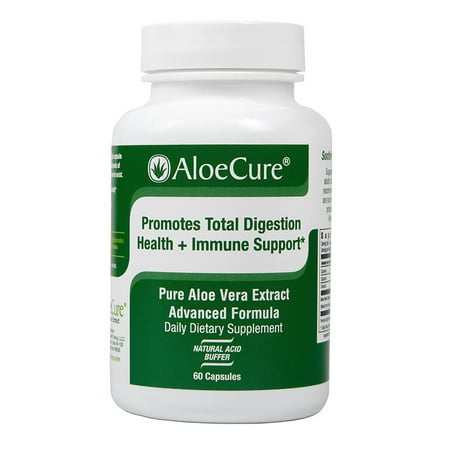 AloeCure Pure Aloe Caps for Acid Reflux, Healthy Digestive System, Immune Support, Natural Healing - 60 ct veg.