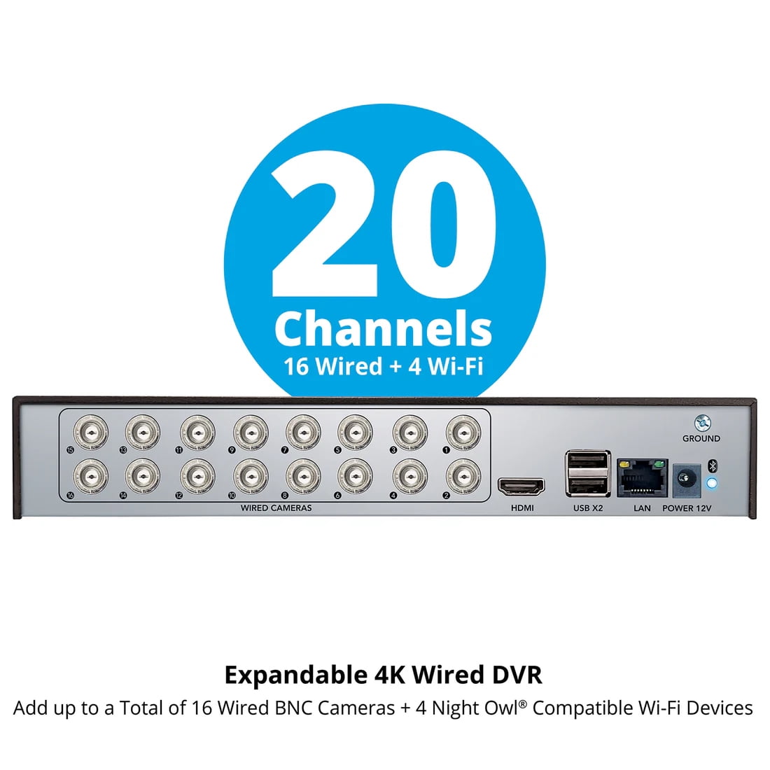 Night Owl 2-Way Audio 20 Channel 2TB DVR Security System and 9 Wired 4K Resolution Dome Cameras
