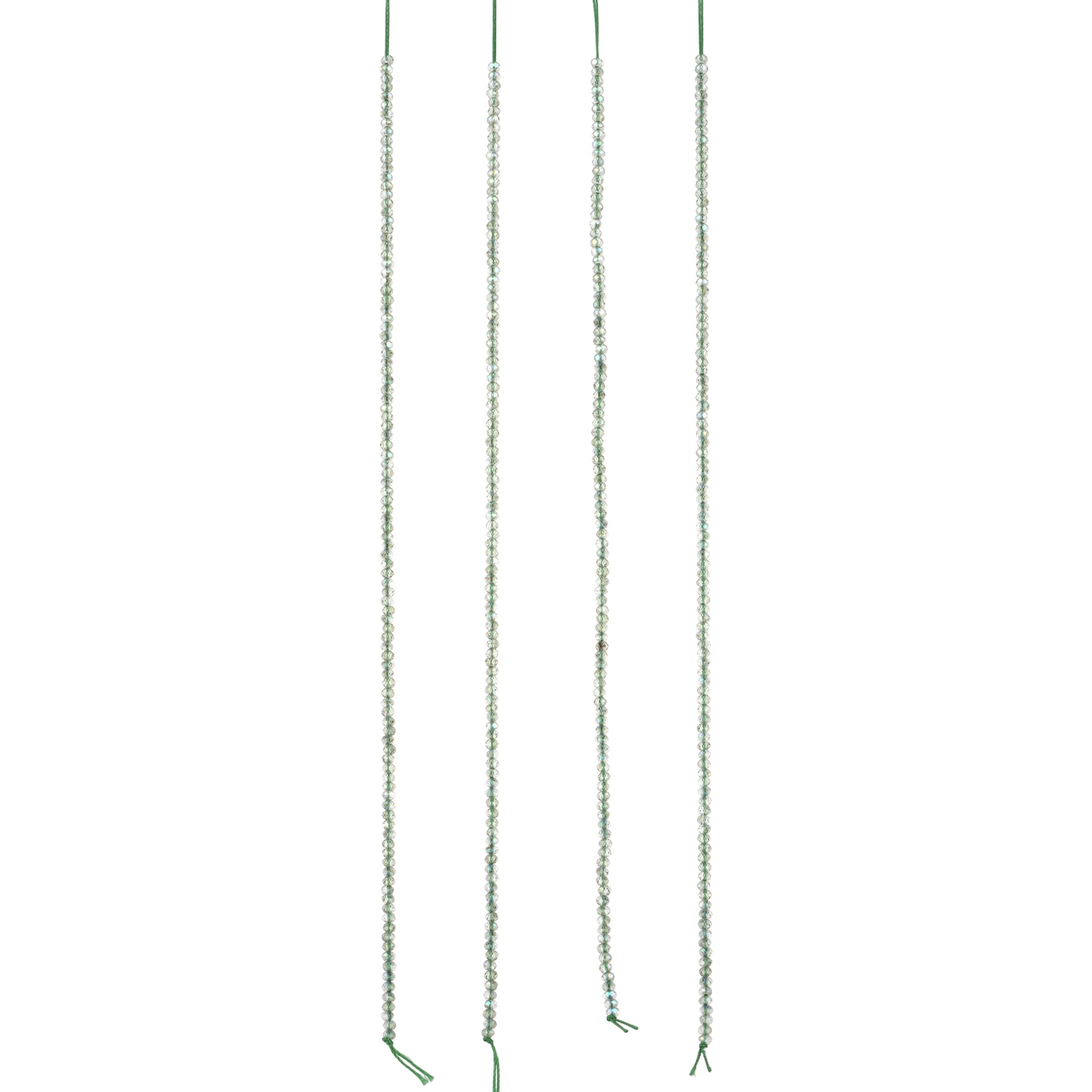 Bead Landing Light Green Faceted Glass Rondelle Beads - 2mm Bead Size, 28" String Length for DIY Jewelry Projects, 12 Pack