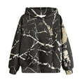 thumbnail image 3 of XADYUY Kids Camouflage Hoodie Girls Maple Leaf Print Long Sleeve Sweatshirts Oversized Pullover Sweaters Casual Cute Soft Clothes with Pockets,Dark Gray 6-7 Years, 3 of 8