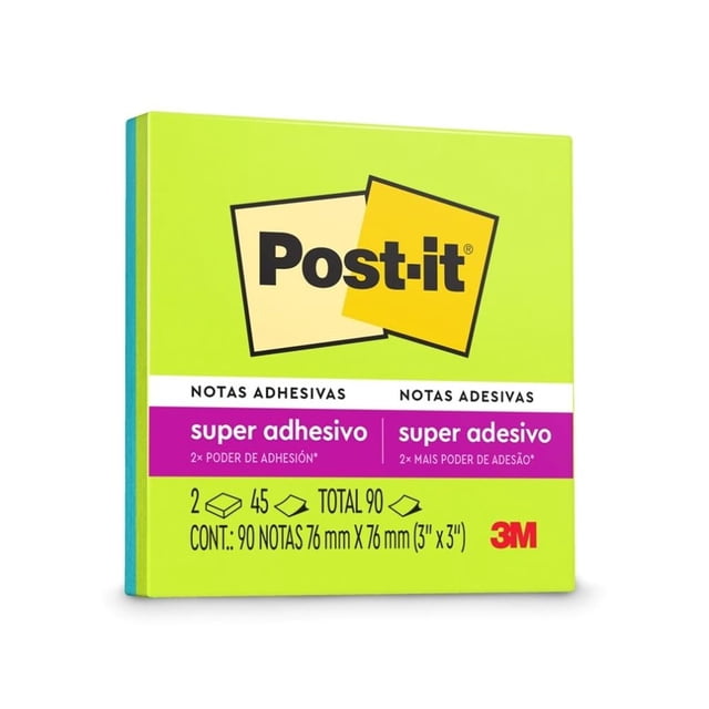 Notas Adhesivas 3M Post-It Super Sticky Style Neón 7.6 cm x 7.6 cm 1 pza