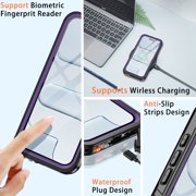 Casetego For iPhone Air Case,IP68 Waterproof 16FT Underwater Military Dustproof Shockproof Rugged with Built-in Screen Protector Full Protect Phone Cover with Lanyard,Purple