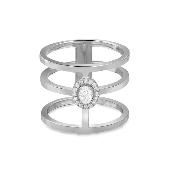 Messika 0.22Ctw Glam'Azone 3 Row Diamond Band Ring 18K White Gold SZ 54 US 7