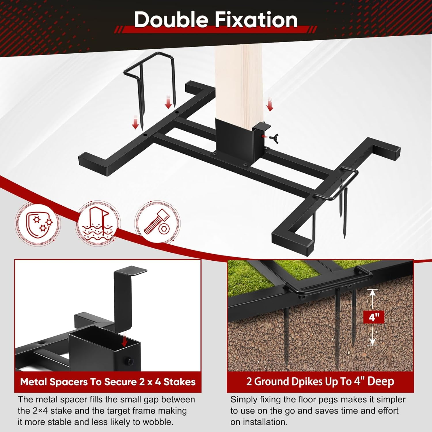 FLYVLIEG Steel Target Stand Base – 2x4 Shooting Target Holder For AR500 Steel, Portable & Adjustable For Range Practice - View #4
