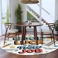 thumbnail image 5 of Funny Words Round Rug 5ft Washable Circle Kitchen Rugs Non Slip Cartoon Orange Blue Luck Large Area Rug Indoor Floor Carpet for Bedroom Living Room Home Office Dining Room Nursery, 5 of 8