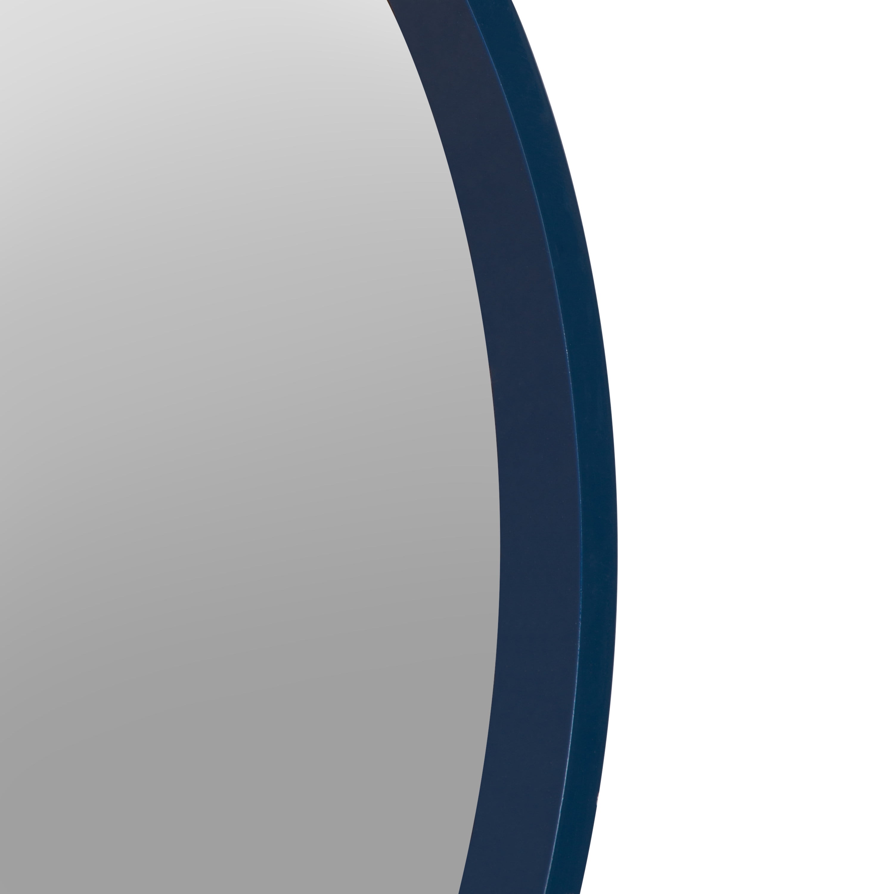 Kate and Laurel Travis Round Wood Wall Mirror, 21.6" Diameter, Navy Blue, Modern Wall Décor Accent