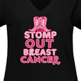 thumbnail image 4 of Inktastic Stomp Out Breast Cancer with Pink Cowgirl Boots Women's Plus Size V-Neck T-Shirt, 4 of 5