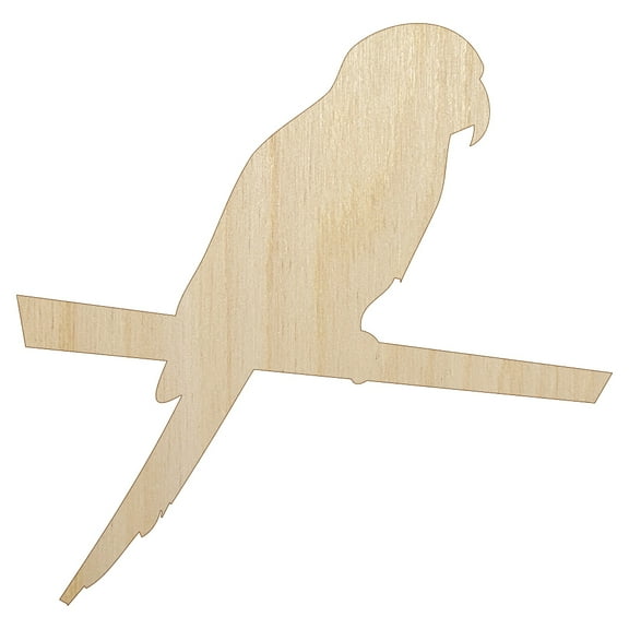 Parakeet on Branch Bird Solid Wood Shape Unfinished Piece Cutout Craft DIY Projects - 4.70 Inch Size - 1/8 Inch Thick