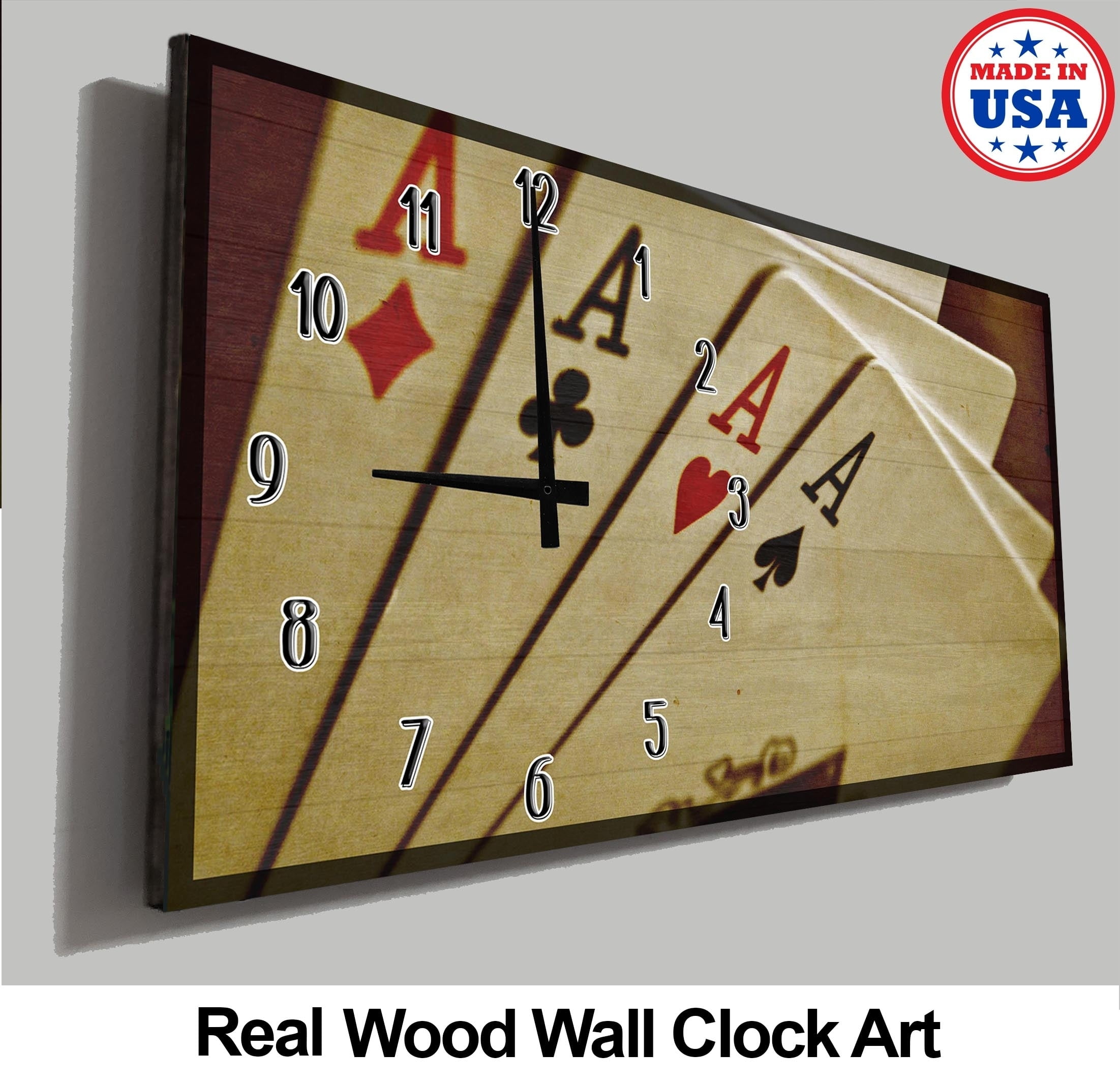 Game Room Wall Clock Vintage Styled Playing Cards Man Cave Wall Clock Wood Wall Decor Walmart Com Walmart Com