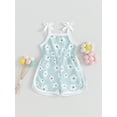 thumbnail image 2 of FEORJGP Kids Little Girl Summer Cami Romper 6M 12M 18M 2T 3T 4T Toddler Baby Sleeveless Overalls Square Neck Bodysuit Flower Print Tie Up Spaghetti Strap Jumpsuit Infant Cute Casual Clothes, 2 of 9