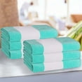 thumbnail image 3 of Superior Cabana Striped 6-Piece Oversized Cotton Beach Towel Set, Mint, 3 of 8
