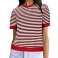 thumbnail image 1 of FcBaudy Hauts pour Femmes, Chemises pour Femmes, Chemisiers et Chemises à Manches Courtes à Col Rond Mode Blouse Décontractée Confortable à Imprimé à Col Rond à Manches Courtes Haut Blouse T-Shirt Femme Blouse, 1 of 4