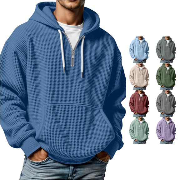 Uikmnh Texture Zip Up Hooded Sweatshirt Full Pullover with Front Pockets for Casual Wear and Outdoor Activities Comfortable Lightweight Athletic Jacket