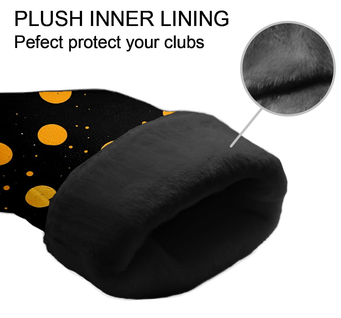 Golf Club Covers PU Leather Waterproof Head Covers for Fairway Woods Hybrids Yellow Polka Dots