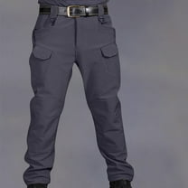 Idoravan Cargo Pants for Men Men Button Zipper Casual Multi-pocket Sports Trousers Thicken Pants Gray XXL