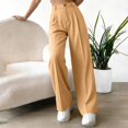 thumbnail image 4 of Textilo Women's Dress Pants High Waisted Straight Wide Leg Pant with Pockets Button Stretchy Slacks Business Casual Office Work Dressy Clothes,Khaki L, 4 of 6