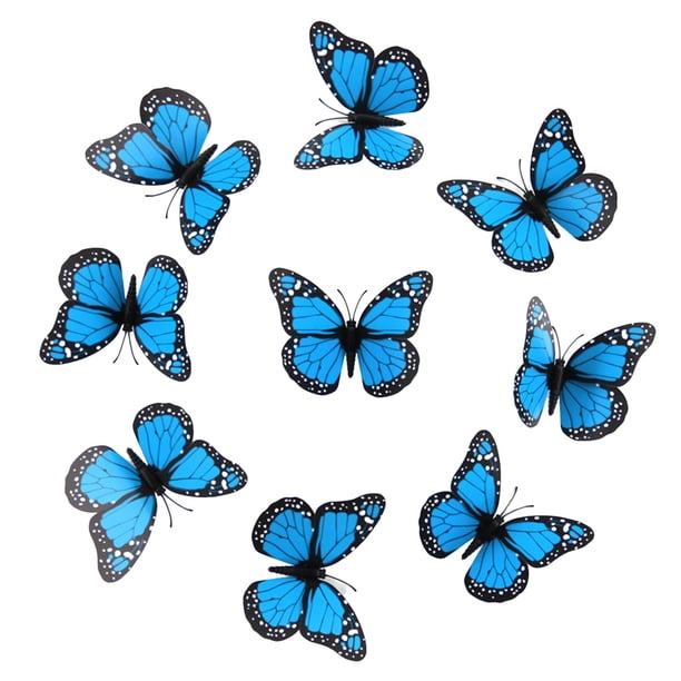 10 unidades de pegatinas 3D de mariposas naranjas, adhesivos realistas para la decoración del hogar, el dormitorio y la mesa
