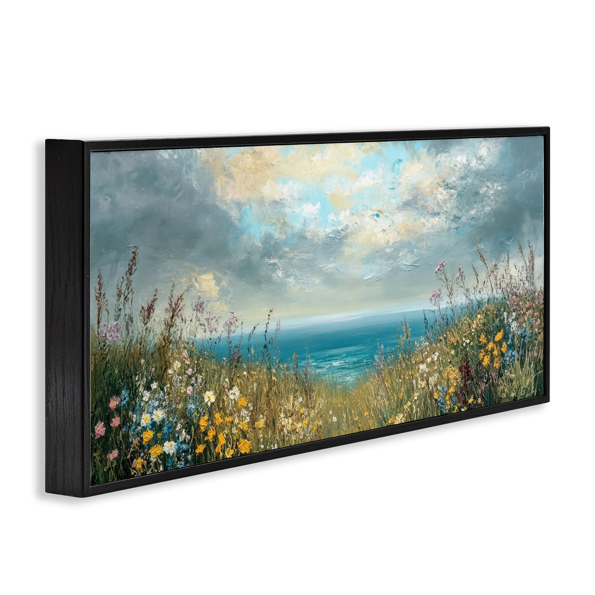 Stupell Industries Scenic Coastal Flowers In Bloom Black Framed Giclee Art, design by Petal Prints Design