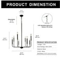 thumbnail image 5 of Black Chandeliers, 8-Light Candle Pendant Light Fixtures Vintage Industrial Chandelier for Dining Room Living Room Kitchen Island Bedroom, Matte Black, 5 of 7