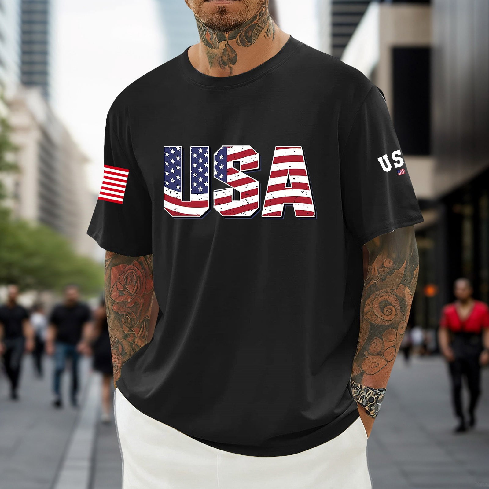 Wxolcjlv Men's USA 250th Anniversary Patriotic T-Shirt USA Flag Graphic Tee Casual Short Sleeve Tshirts Patriotic Tops,XXS- 6XL