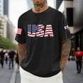 thumbnail image 2 of BUWTTED Men T Shirts USA Graphic Print Casual Short Sleeve Tees Four The July Anniversary Celebration Comfortable Black Shirt L, 2 of 5