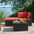 thumbnail image 3 of Devoko Outdoor Sectional Sofa PE Rattan Patio Furniture Sets with Cushions and Table,Red, 3 of 9