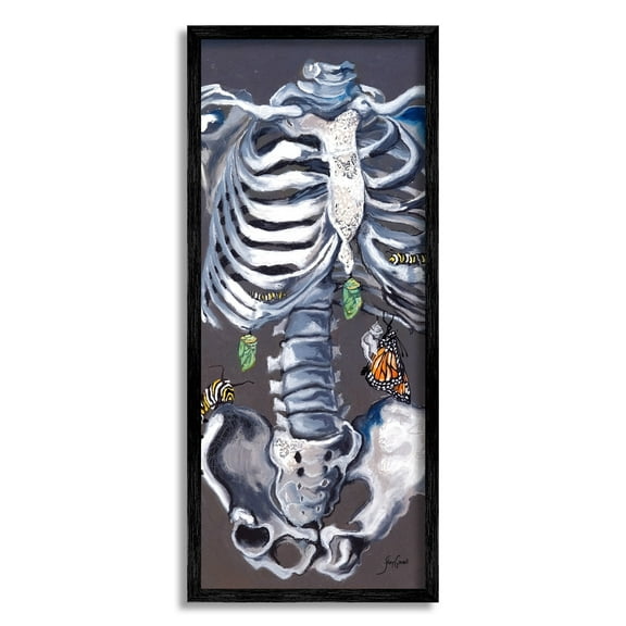 Stupell Industries Spooky Skeleton Crawling Insects Bugs Detailed Painting Painting Black Framed Art Print Wall Art, Design by Stacy Gresell
