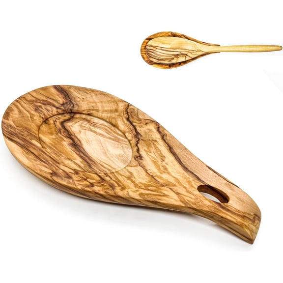 Wooden Spoon Rest for Kitchen, Spoon Holder for Stove Top or Countertop, Perfect Holder for Spatula, Spoons or Tongs(Walnut,Wood)