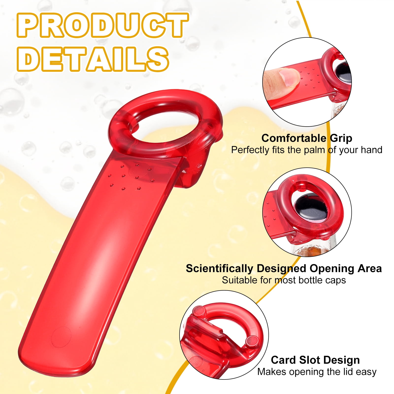 Uxcell 12 Pcs Jar Key Lid Opener, Plastic Jar Lid Opener Easy Grip Multifunctional Durable Can Open Tool for Elderly Seniors Women Weak Hands Easy-use by Anyone, Transparent Red