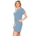 thumbnail image 2 of MOA COLLECTION Women's Solid Casual Comfy Soft Roll Up Short Sleeve Relax Fit Pocket Mini Midi Dress, 2 of 3