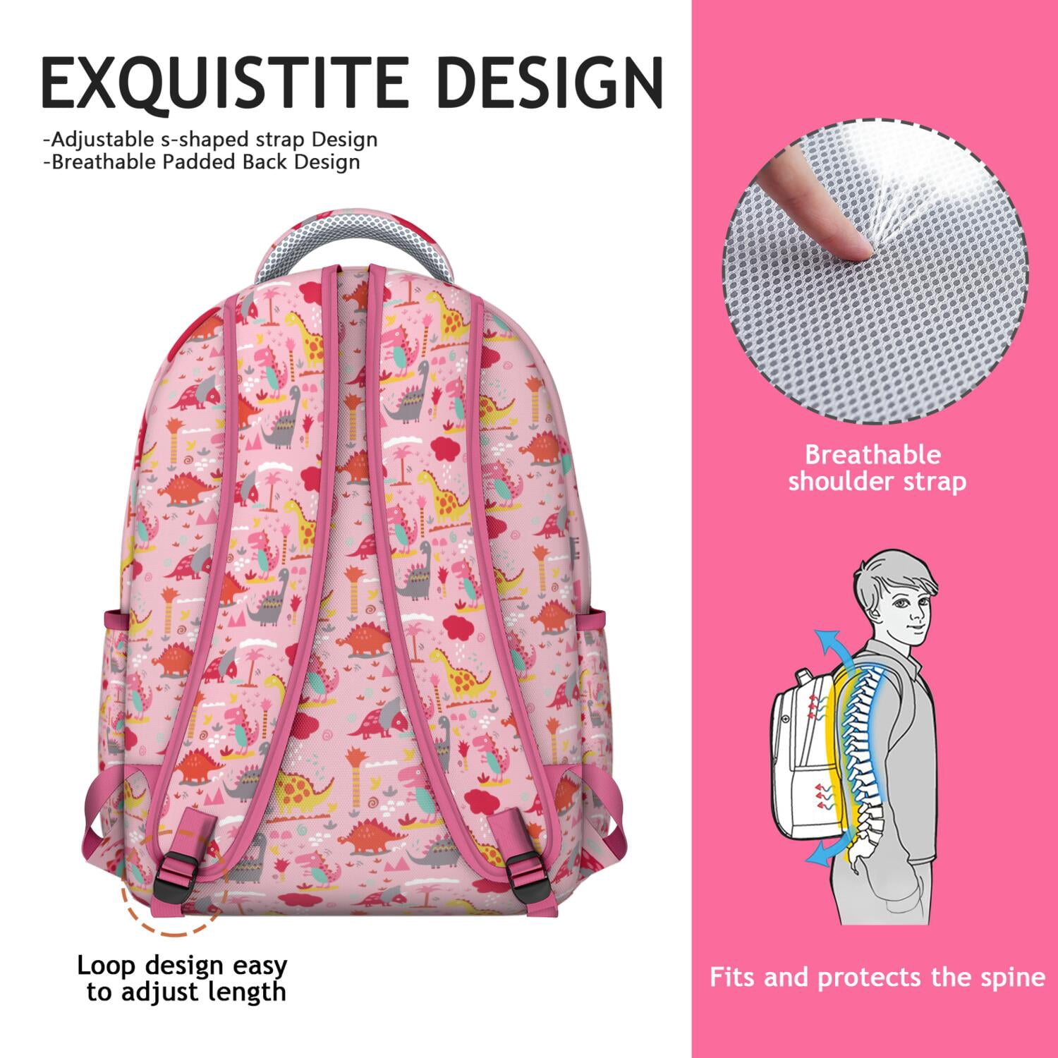 Roaring Dinosaur in Nature Backpack - Stylish Waterproof School Bag with Ergonomic Shoulder Straps
