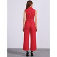 thumbnail image 4 of DARING DIVA Women's Wide Leg Jumpsuit Sleeveless Collared Tie Waist Coverall XL Red, 4 of 6