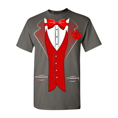Shop4Ever Men's Red Bow Tie Classic Tuxedo with Rose Flower Graphic
