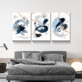 thumbnail image 6 of 3 Piece Abstract Wall Art Blue Paintings Minimalist Wall Decor Graffiti Poster Modern Artwork Picture HD Canvas Print,Framed for Living Room Bedroom Bathroom, 12"x16"x3 Panels, 6 of 7