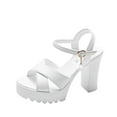 thumbnail image 3 of Babysbule Womens Sandals, Women Fish Mouth High Heels Wedge Sandals Buckle Slope Sandals, 3 of 7
