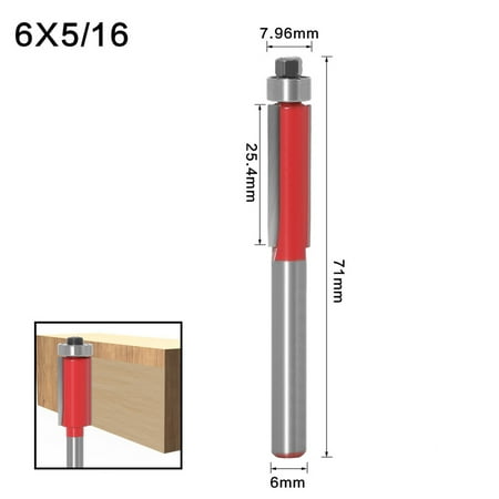 

Tool 2PC 6mm Shank Straight Flush Trim Router Bit Woodworking Cutting Tool