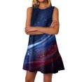 thumbnail image 4 of Women's Casual Summer Dress, Sleeveless Round Neck Sundress with Patriotic Print, Lightweight Outfit for Travel and Festivals,Blue 2XL, 4 of 5